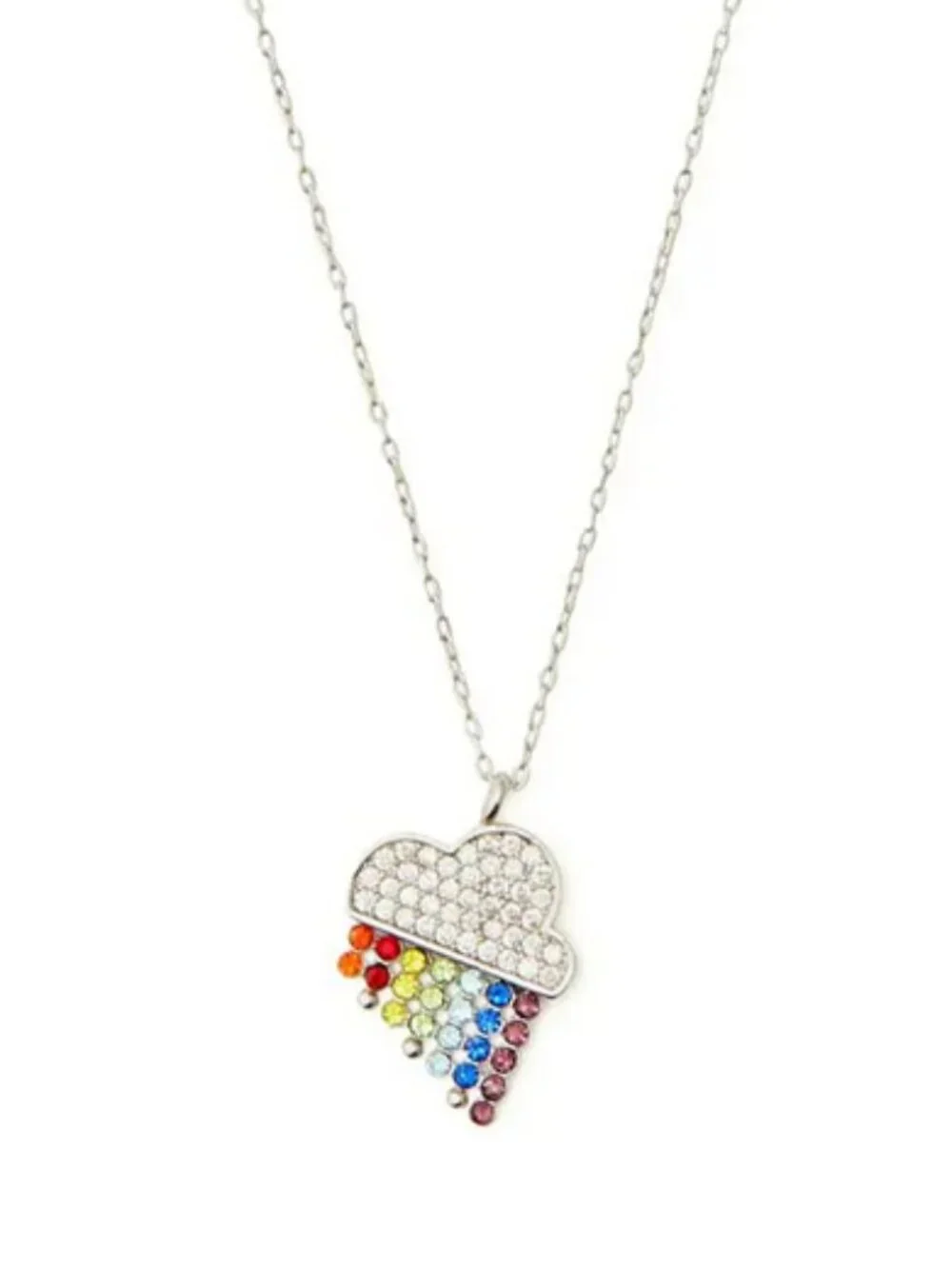 Kate Spade Rainbow Cloud Pendant Necklace Silver Crystal Multicolor Necklace